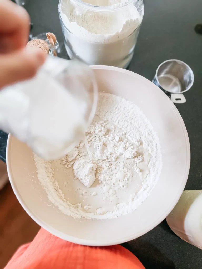 pouring flour